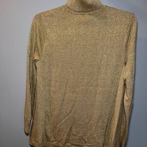 Ralph Lauren Gold Metallic Turtleneck Sweater